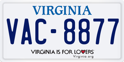 VA license plate VAC8877