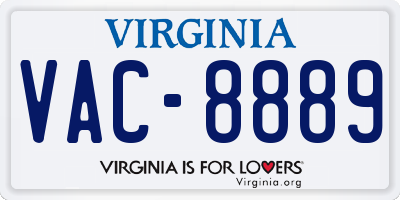 VA license plate VAC8889