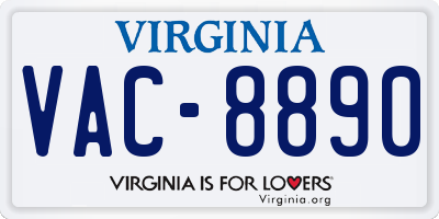 VA license plate VAC8890