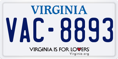 VA license plate VAC8893