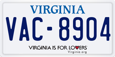 VA license plate VAC8904