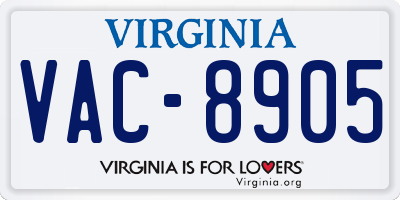 VA license plate VAC8905