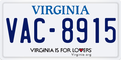 VA license plate VAC8915