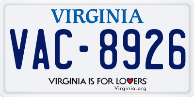 VA license plate VAC8926