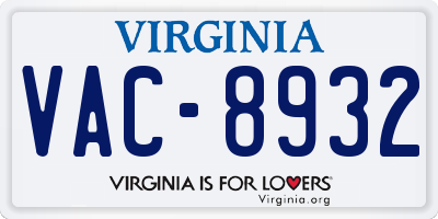 VA license plate VAC8932