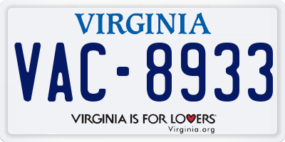 VA license plate VAC8933
