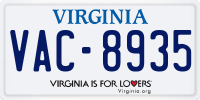 VA license plate VAC8935