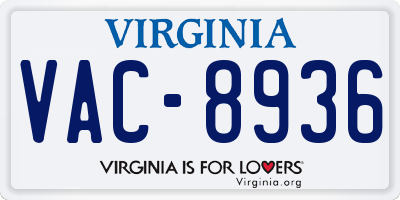 VA license plate VAC8936