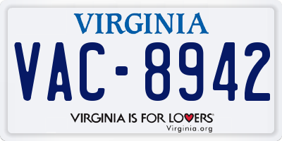 VA license plate VAC8942