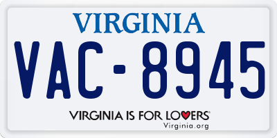 VA license plate VAC8945