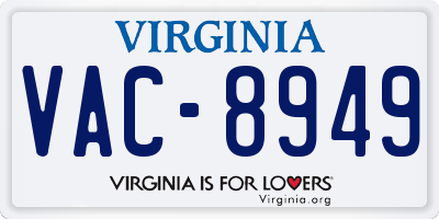 VA license plate VAC8949