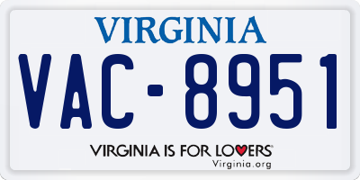 VA license plate VAC8951