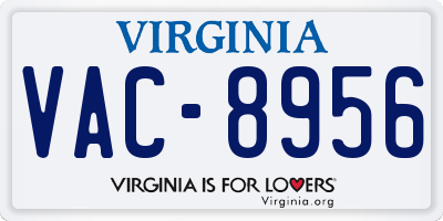 VA license plate VAC8956