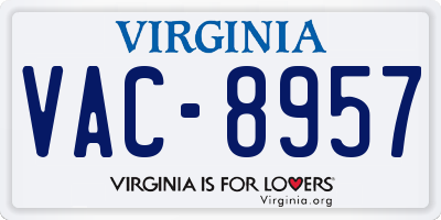 VA license plate VAC8957