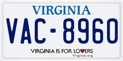 VA license plate VAC8960