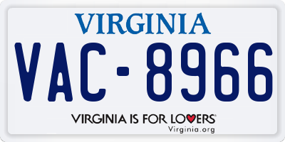 VA license plate VAC8966