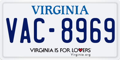 VA license plate VAC8969