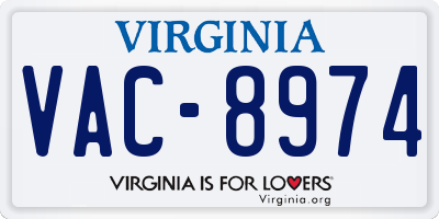 VA license plate VAC8974
