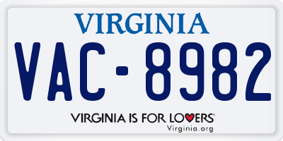 VA license plate VAC8982