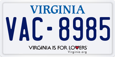 VA license plate VAC8985