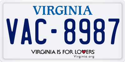 VA license plate VAC8987