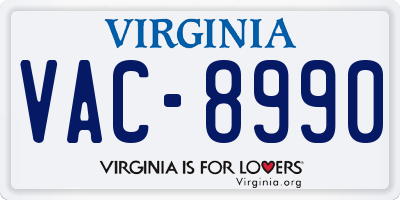 VA license plate VAC8990