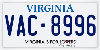 VA license plate VAC8996