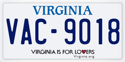 VA license plate VAC9018
