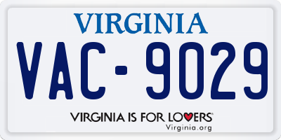 VA license plate VAC9029