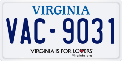 VA license plate VAC9031