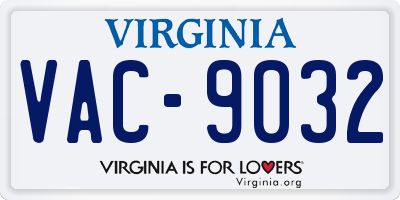 VA license plate VAC9032