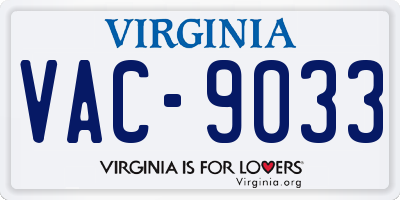 VA license plate VAC9033