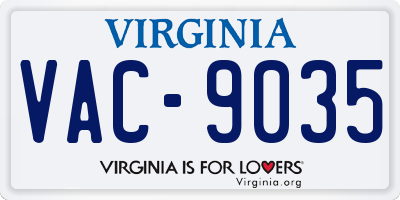 VA license plate VAC9035