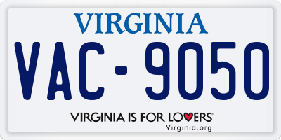VA license plate VAC9050