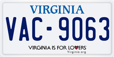 VA license plate VAC9063