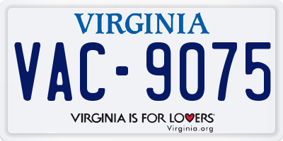 VA license plate VAC9075
