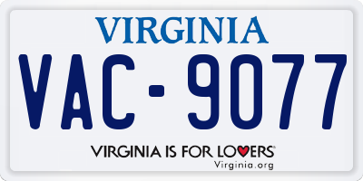 VA license plate VAC9077