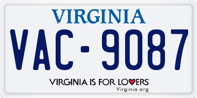 VA license plate VAC9087