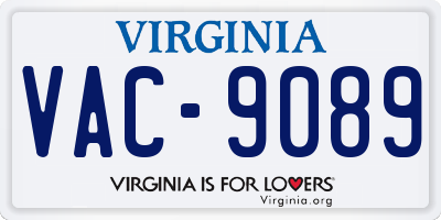 VA license plate VAC9089