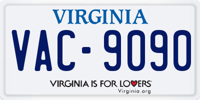 VA license plate VAC9090