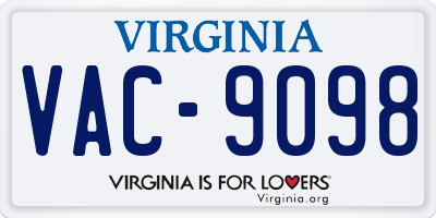 VA license plate VAC9098
