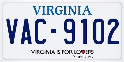 VA license plate VAC9102