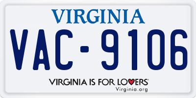VA license plate VAC9106