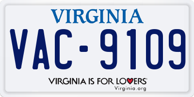 VA license plate VAC9109