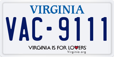 VA license plate VAC9111