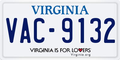 VA license plate VAC9132