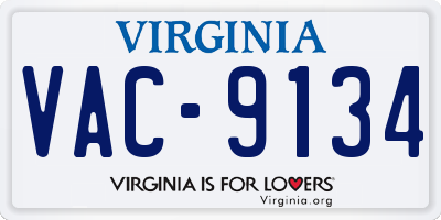 VA license plate VAC9134