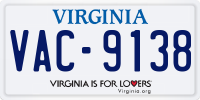 VA license plate VAC9138