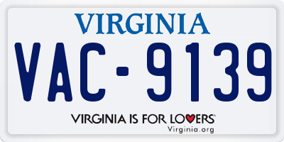 VA license plate VAC9139