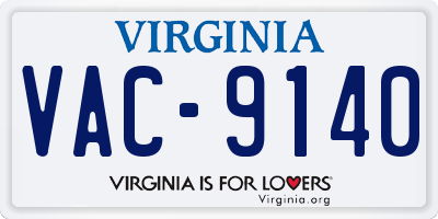 VA license plate VAC9140